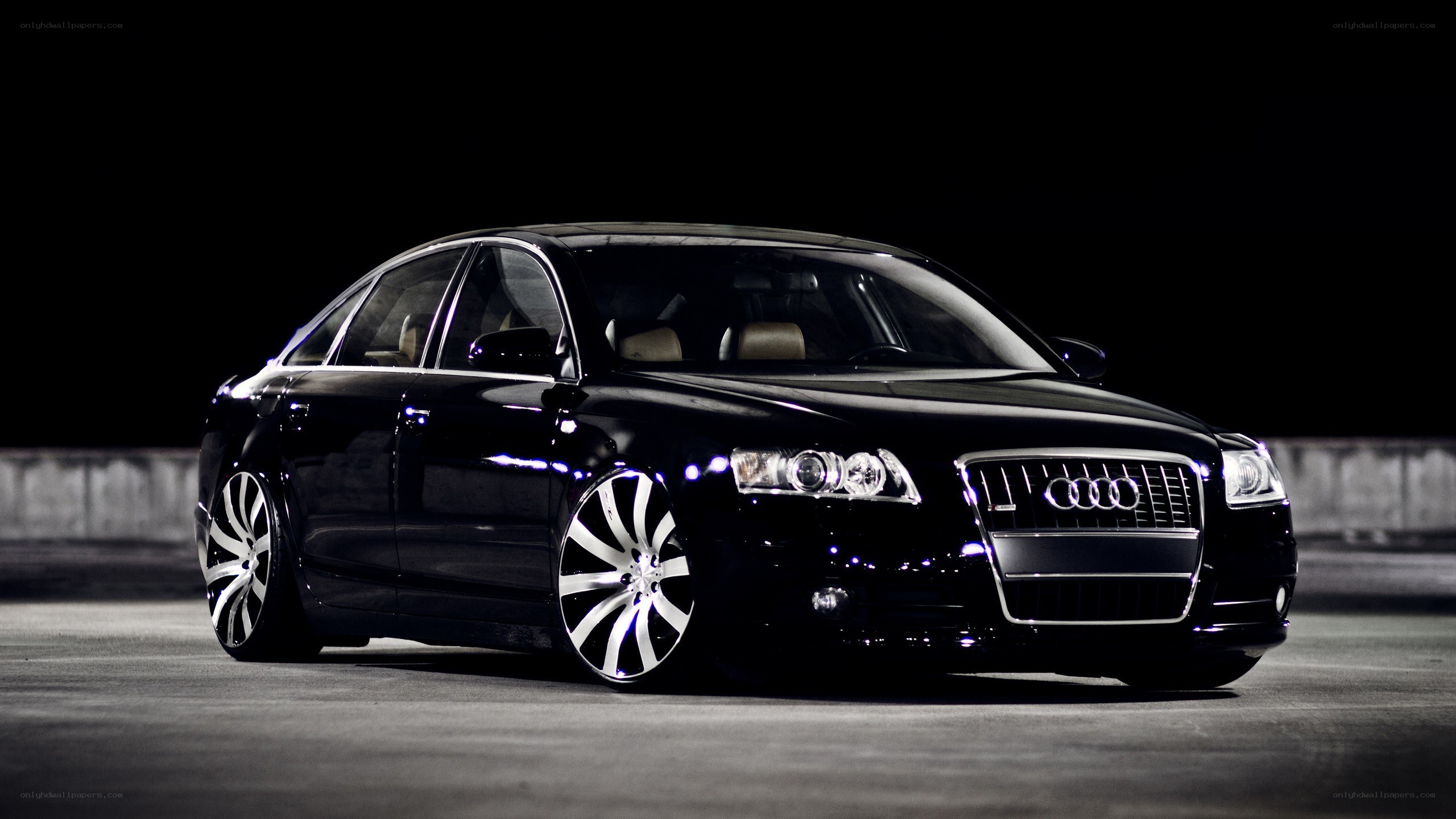 black audi sedan at night