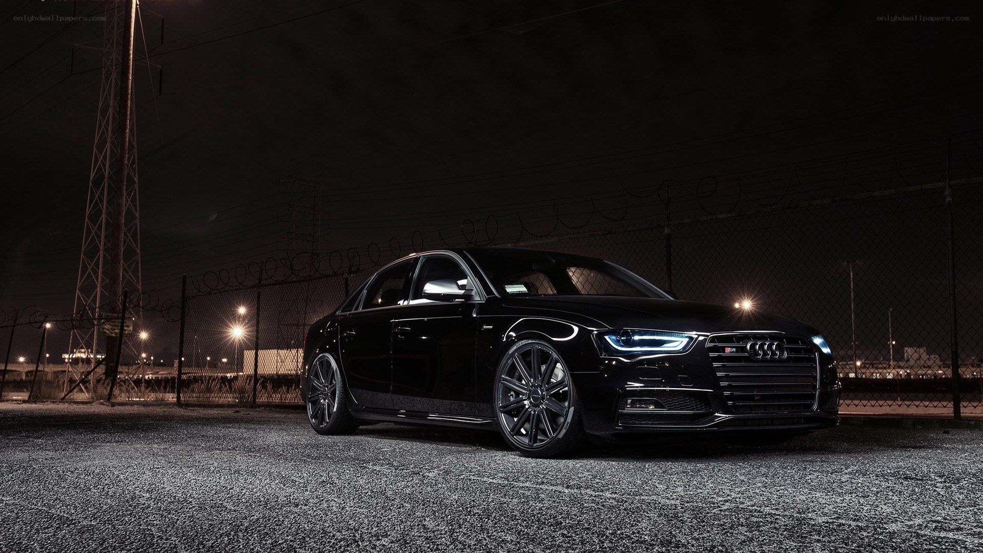 black audi sedan at night