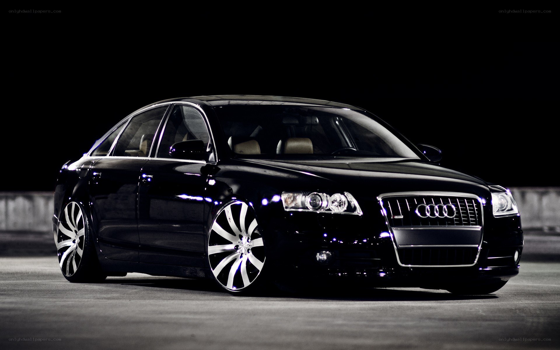 black audi sedan at night