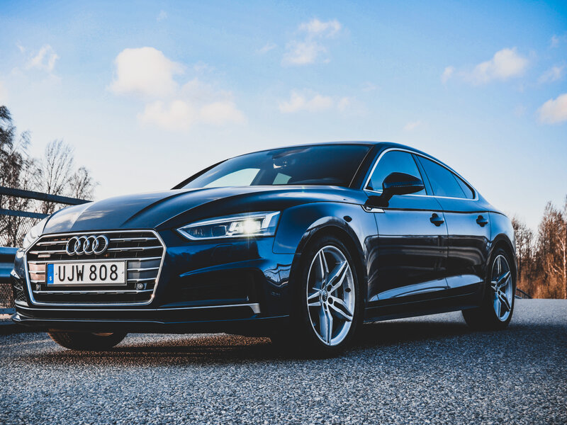 Black Audi Sedan — Blue, Calm