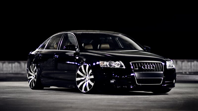 Black Audi Sedan — Dramatic, Night, Photograph, Car
