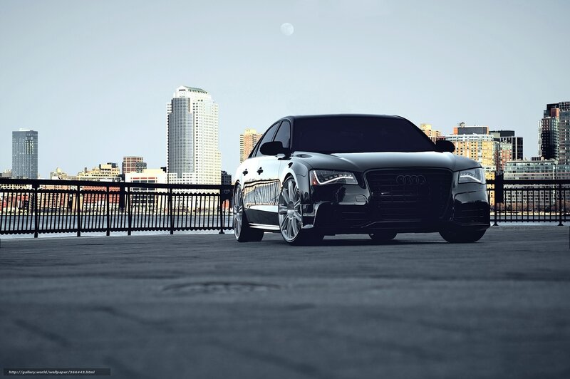 Black Audi Sedan — Dramatic, Night, Photograph, City Skyline