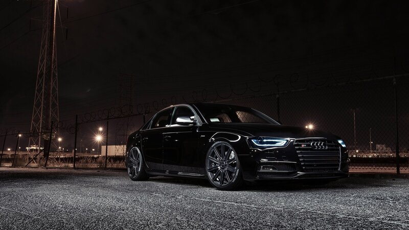 Black Audi Sedan — Dramatic, Night, Photograph