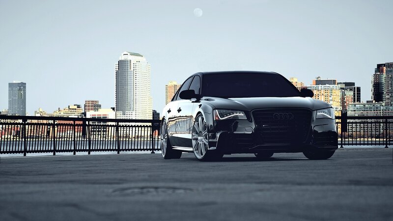 Black Audi Sedan — Dramatic, Night