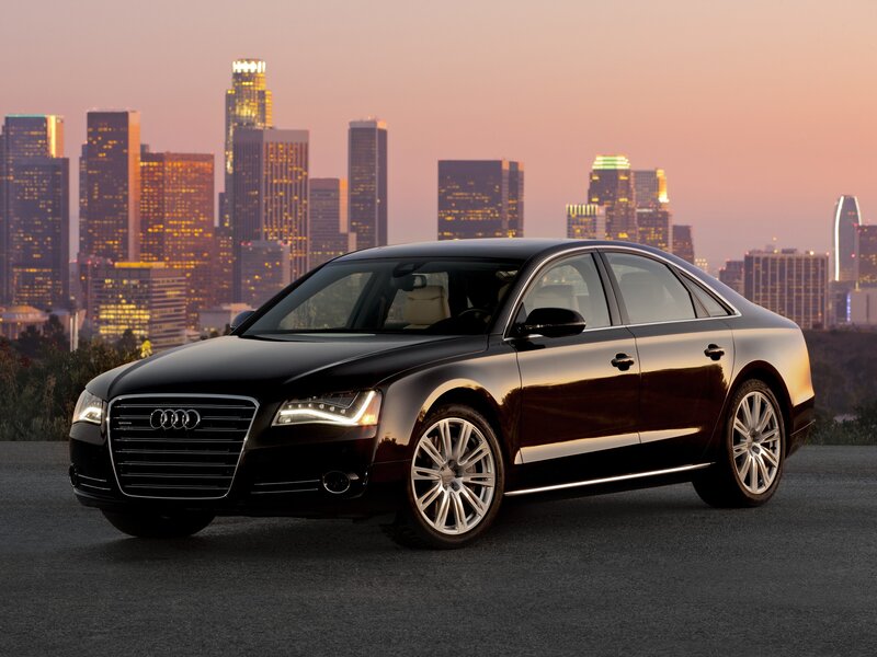 Black Audi sedan in city