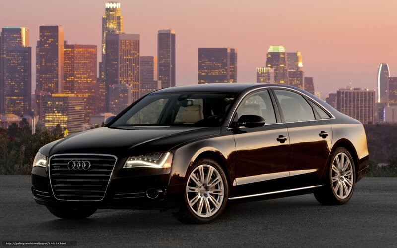 Black Audi sedan in city