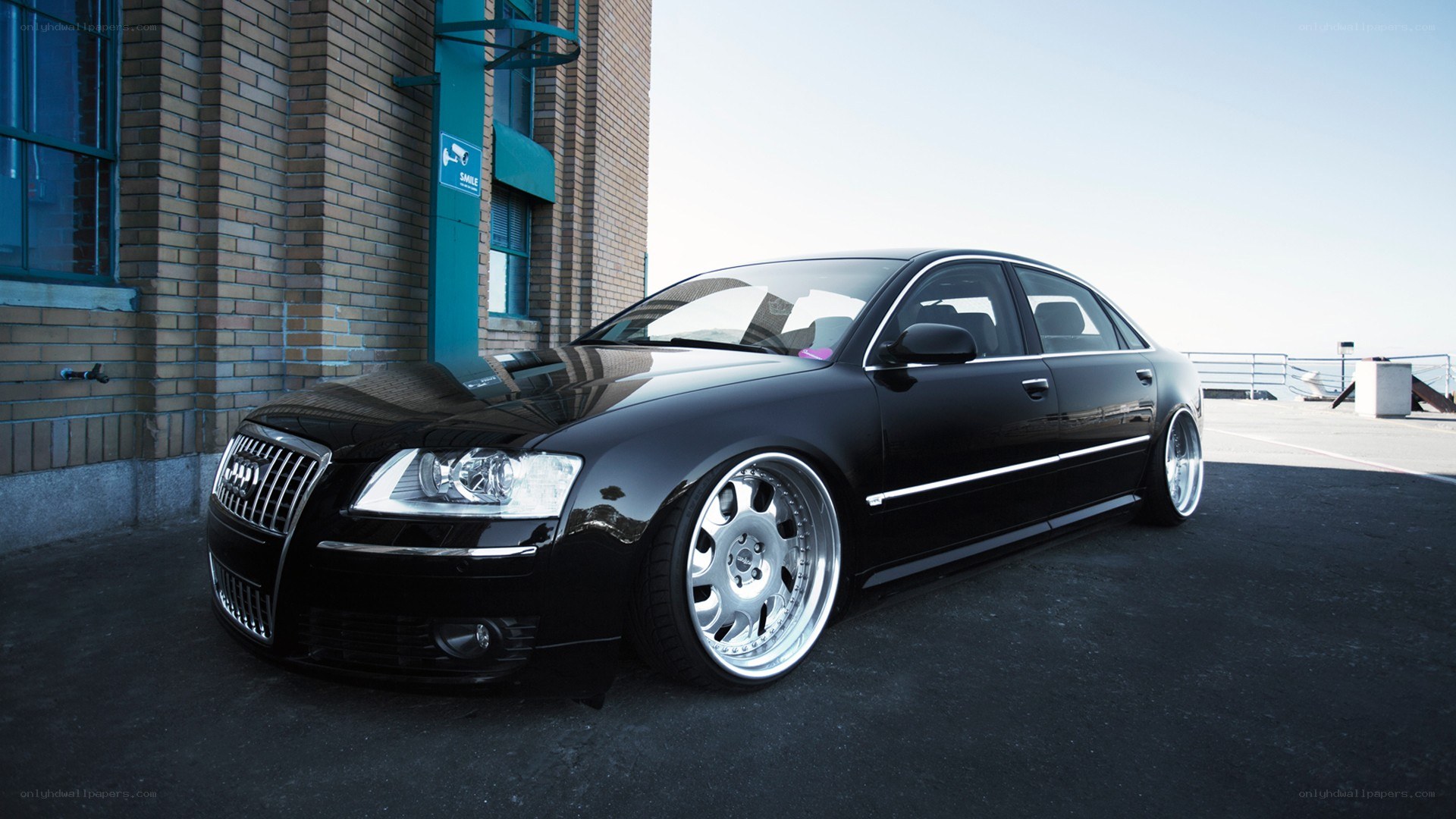 black audi sedan on street