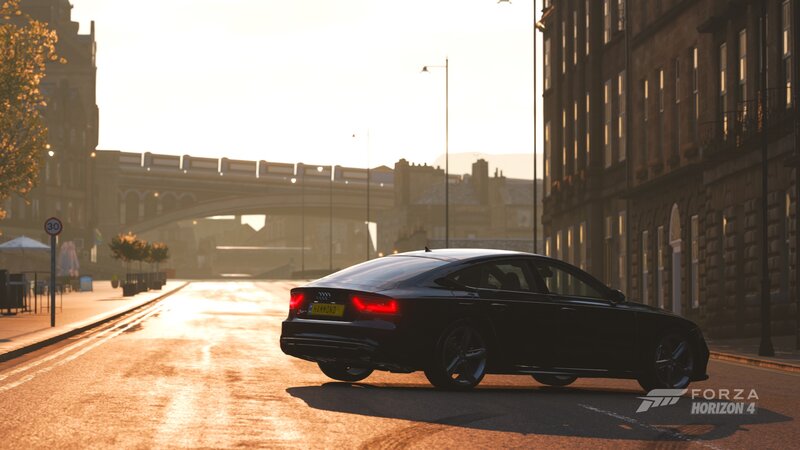Black Audi Sedan — Serene, Sunset, 3d Render