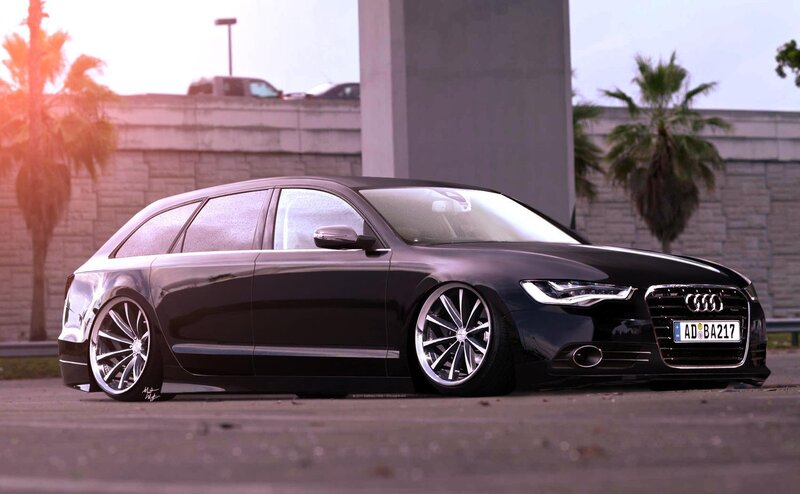 Black Audi Station Wagon — Dramatic, Sunset
