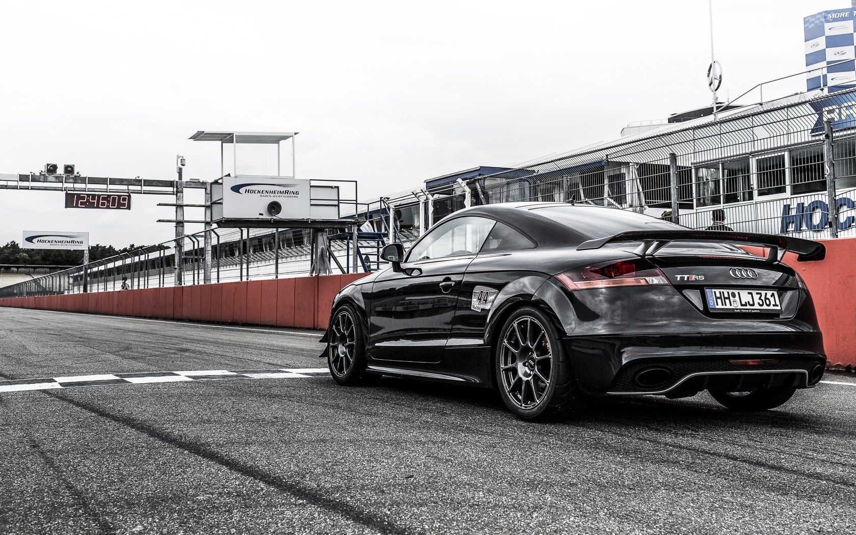 Black Audi TT RS on racetrack