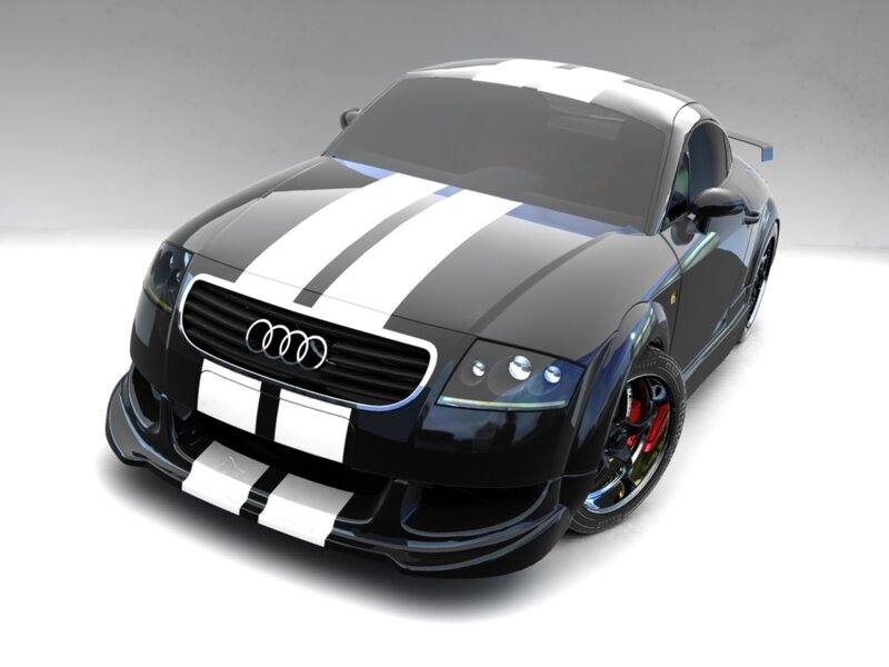 black audi with white stripes