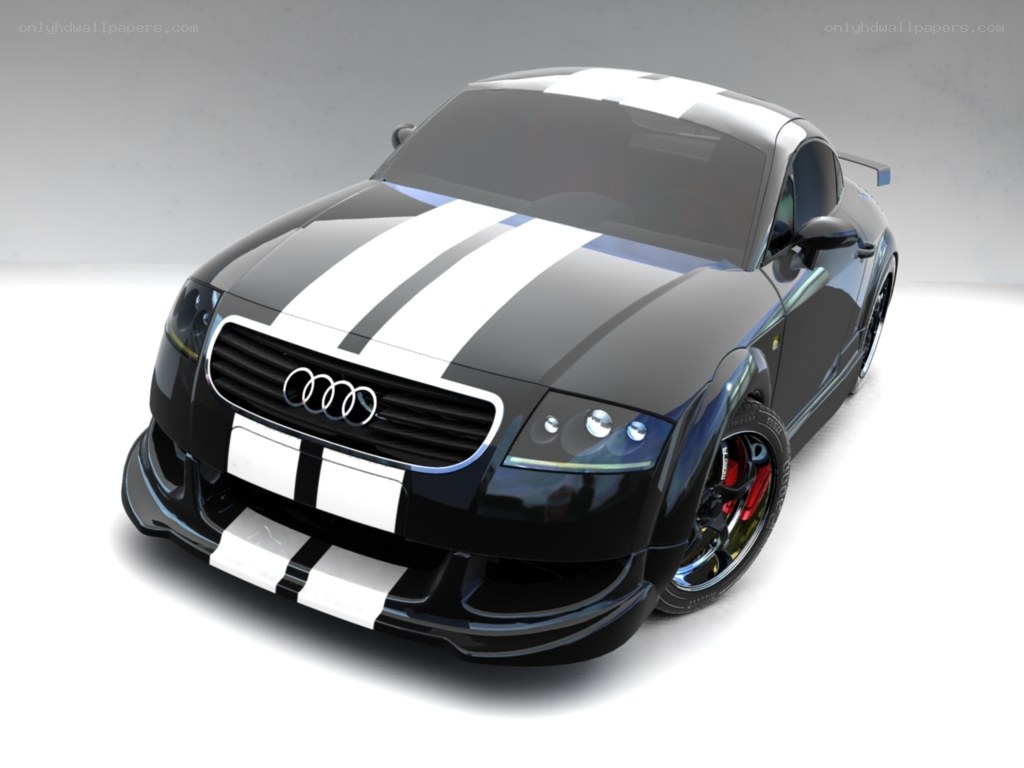 black audi with white stripes