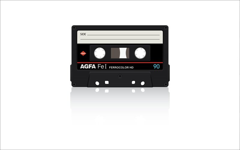 Black Audio Cassette — Neutral, Vector Art