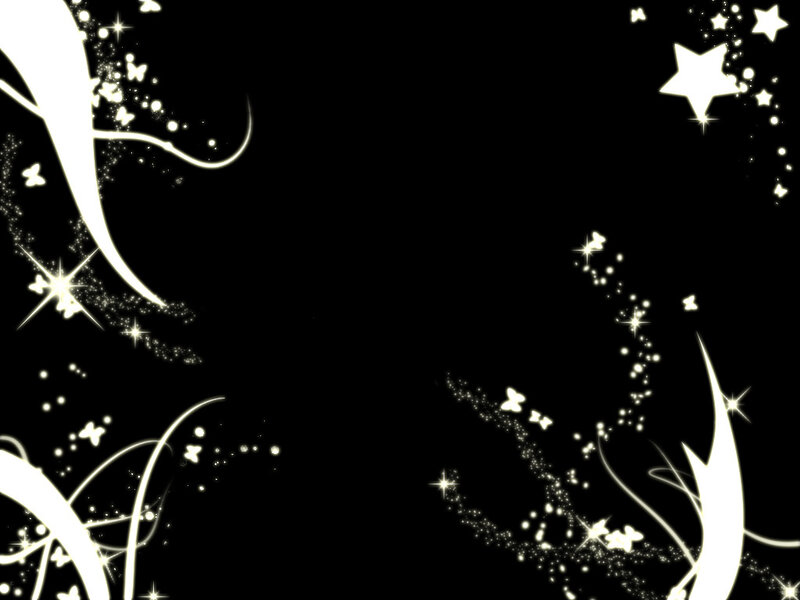 black background with stars and butterflies