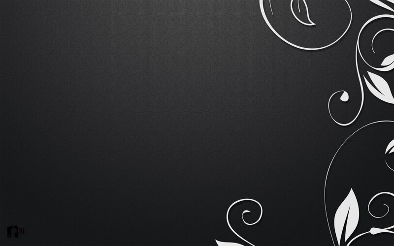 black background with white floral design