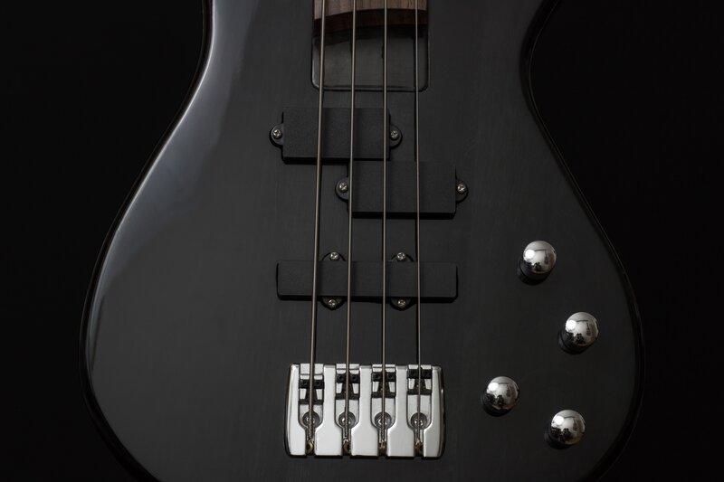 black bass guitar close-up