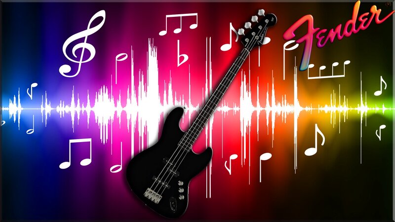 Black Bass Guitar — Purple, Vibrant, Energetic