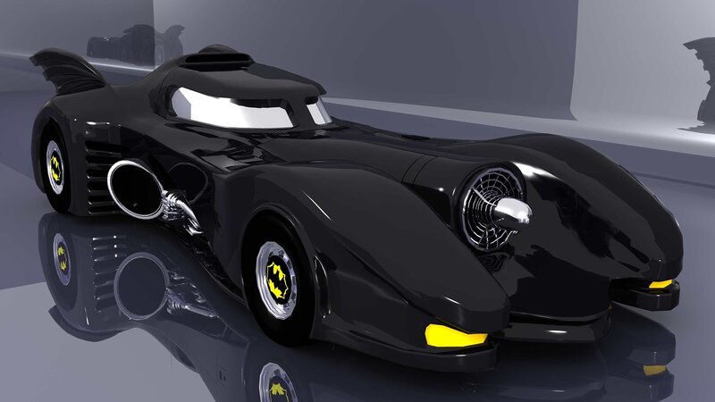 Black Batmobile Car — Dramatic, 3d Render