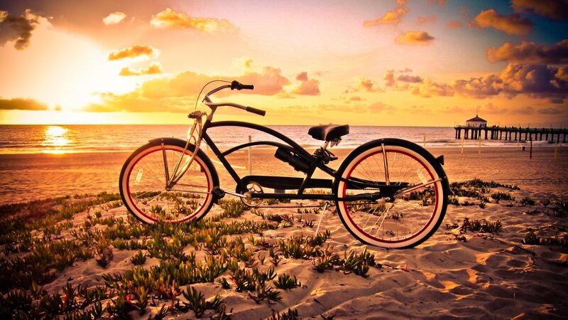 Black Beach Cruiser Bike — Orange