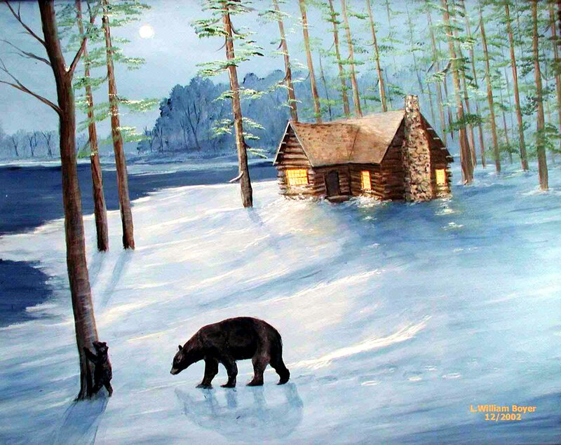Black Bear and Cub — Blue