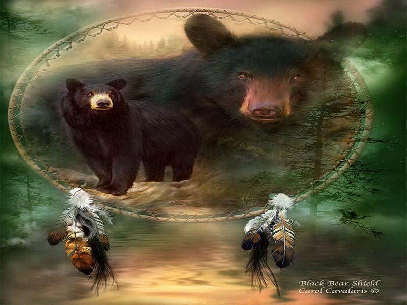 Black Bear and Cub — Green