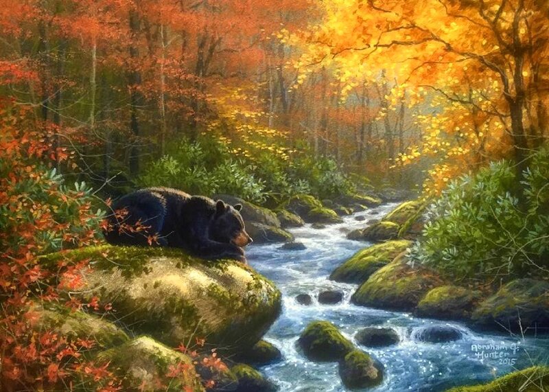 Black Bear by Stream