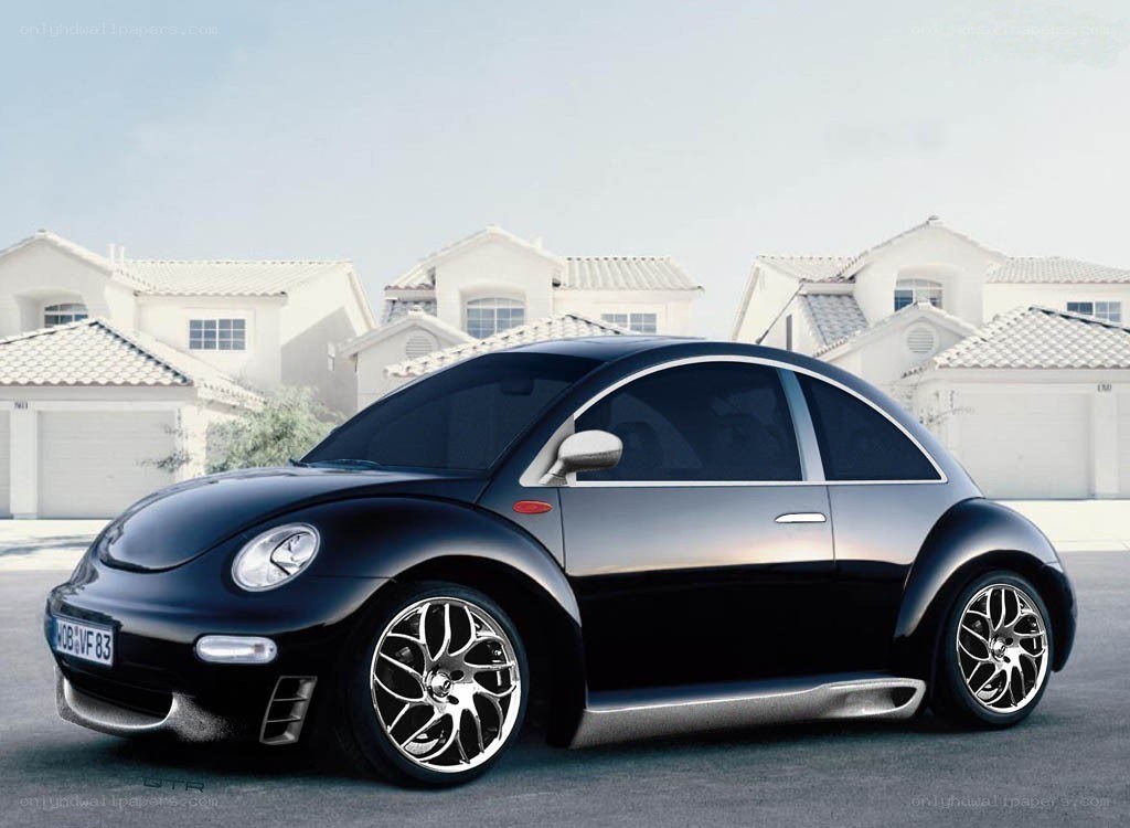 Black Beetle car in suburban setting