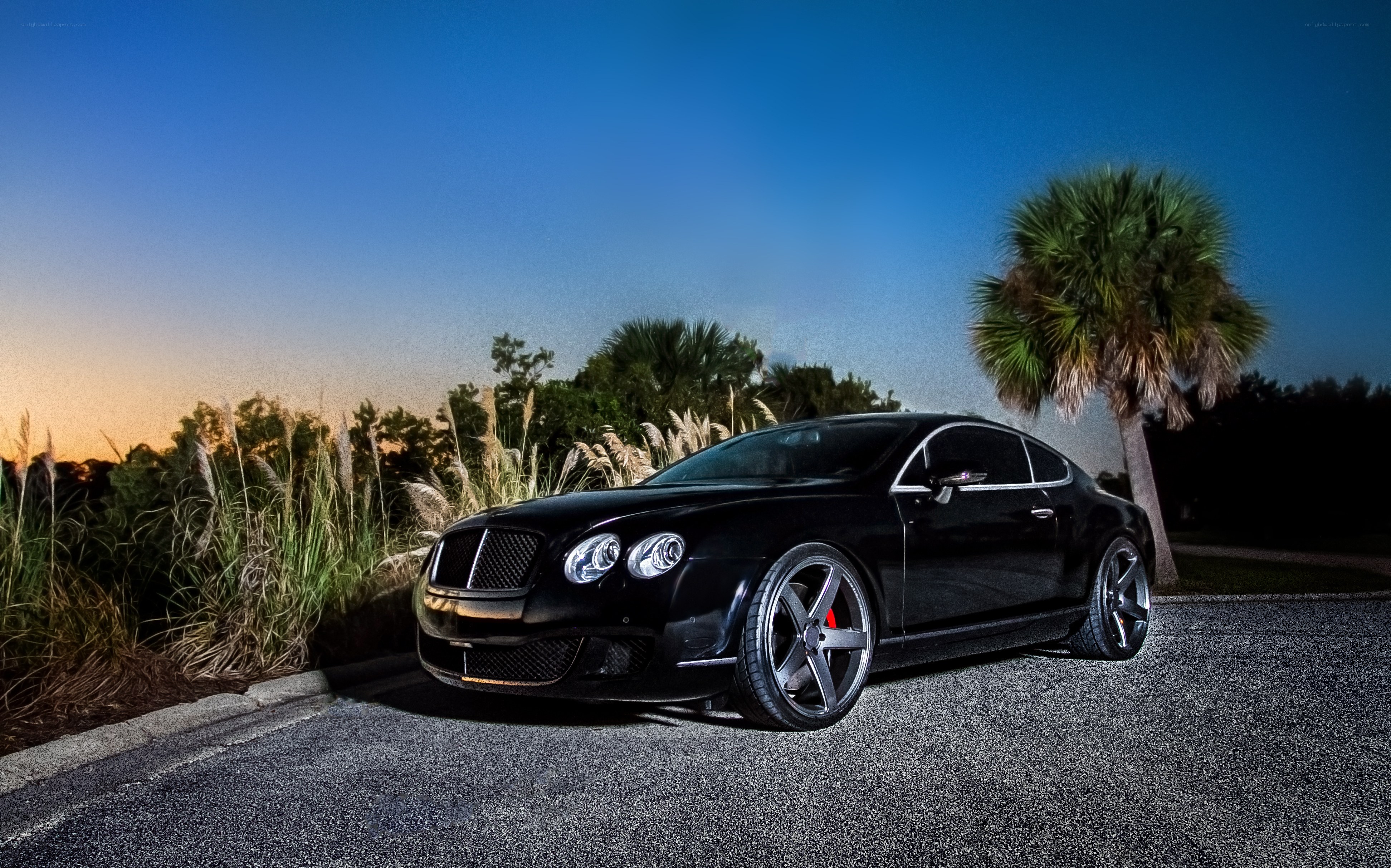 Black Bentley at dusk