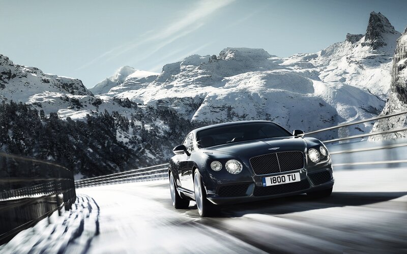 Black Bentley Car — Dramatic, Winter