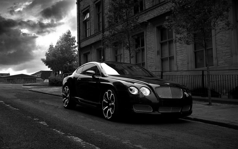 Black Bentley Coupe — Dramatic, Night, Photograph, Building