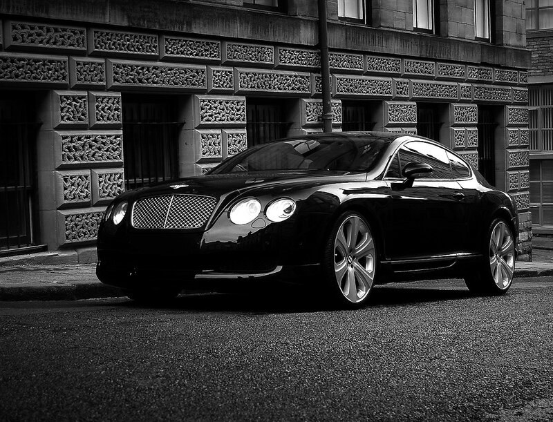 Black Bentley Coupe — Dramatic, Photograph, Car, Building, Street, Gray