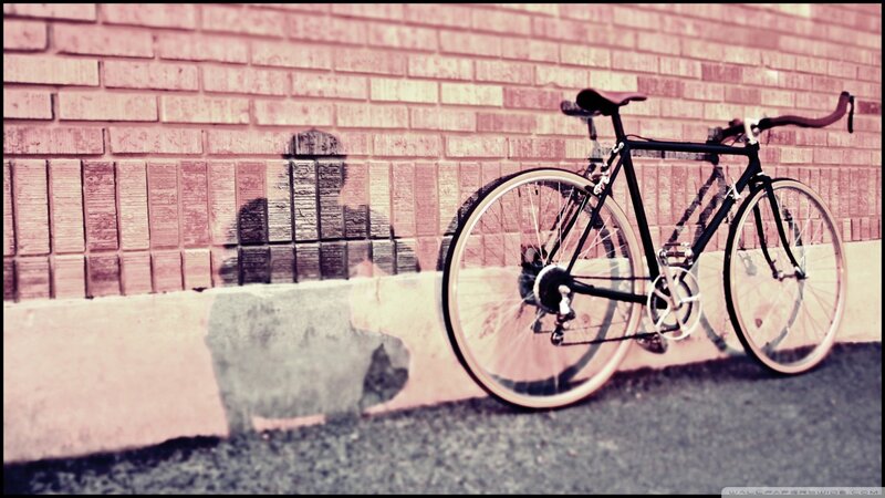 Black Bicycle Against Wall — Pink, Calm