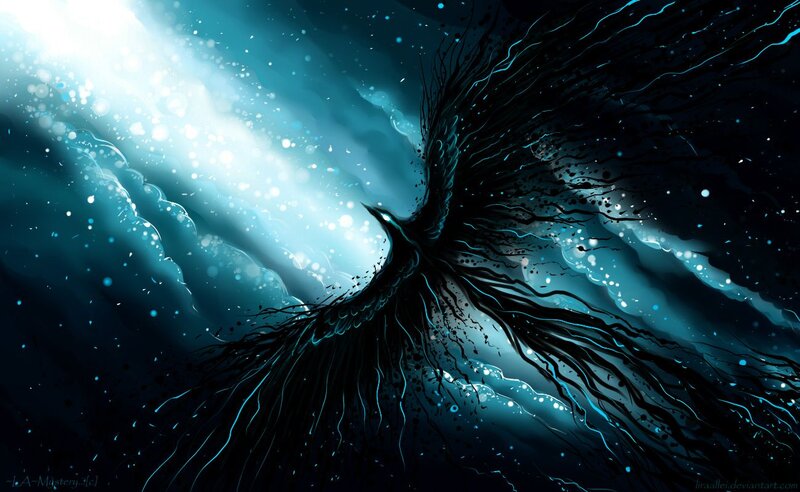 Black Bird in Blue Light