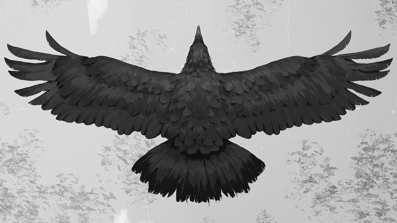 Black Bird in Flight — Dramatic, Digital Art, Wings