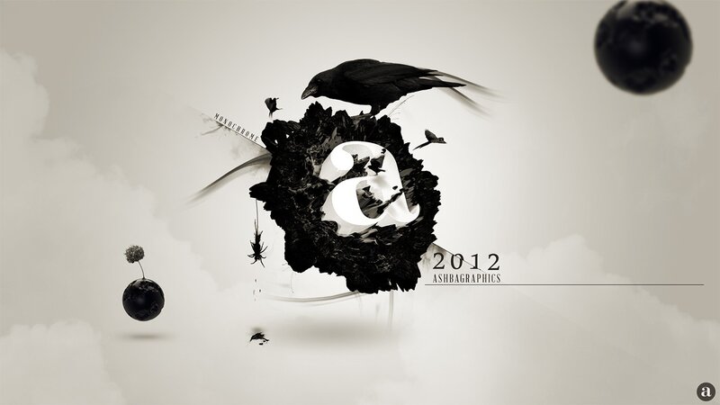 Black Bird on Abstract Shape