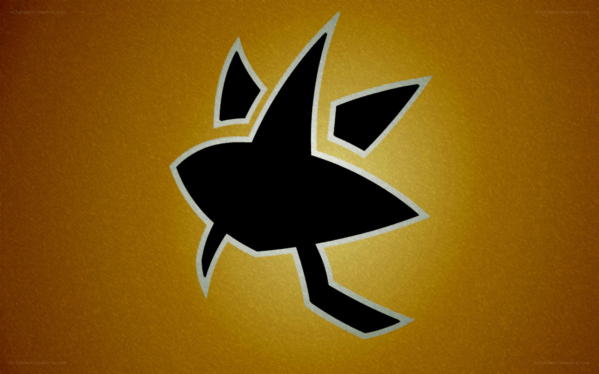 black bird silhouette on gold