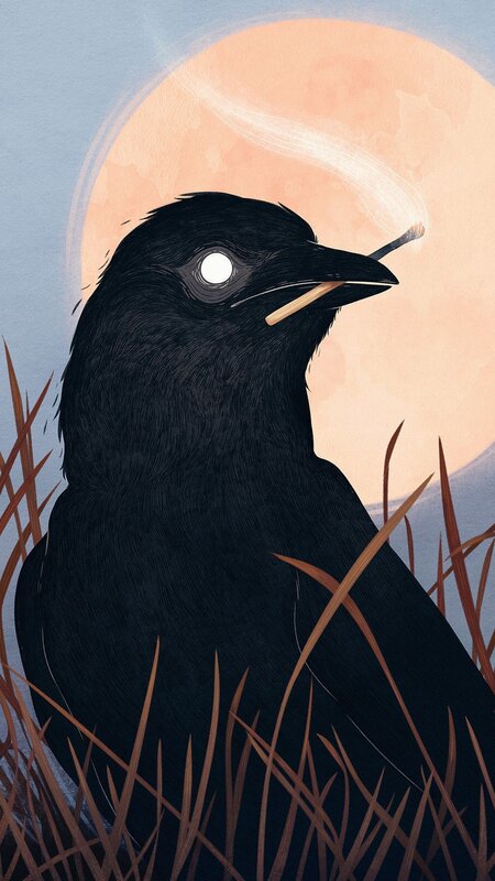 Black Bird with Cigarette