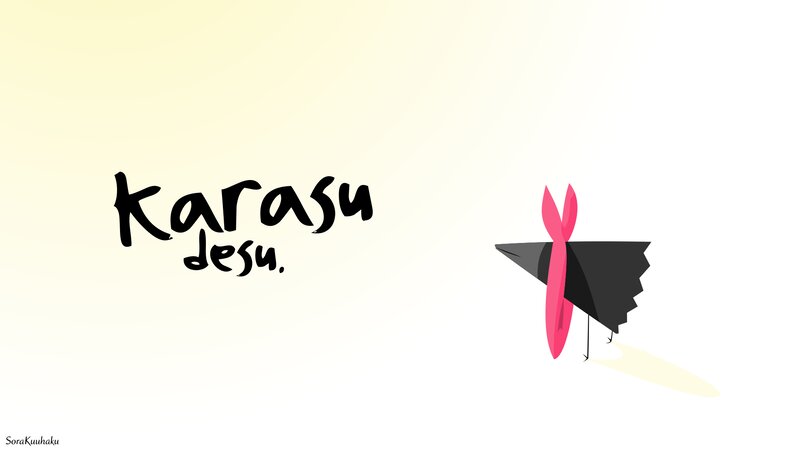 Black Bird with Pink Scarf