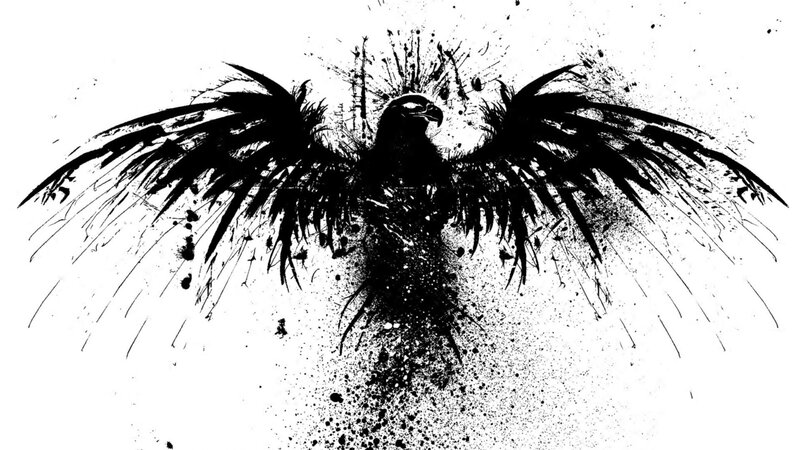 Black Bird with Spread Wings — Dramatic, Digital Art