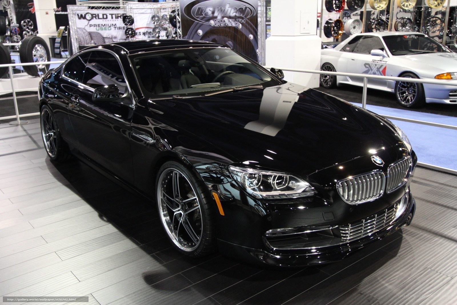 Black BMW 6 Series at auto show