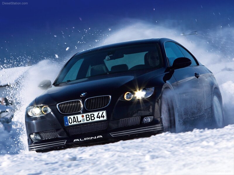 Black BMW Alpina in snow