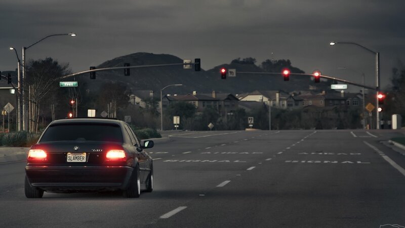 Black BMW at Intersection