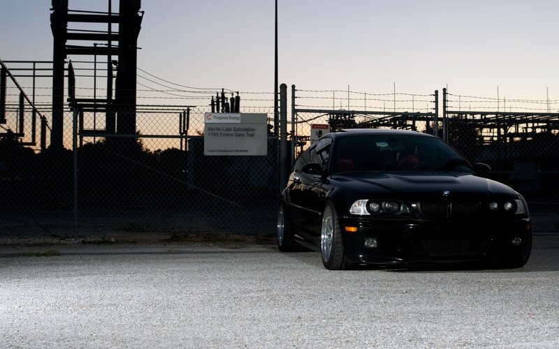Black BMW at substation