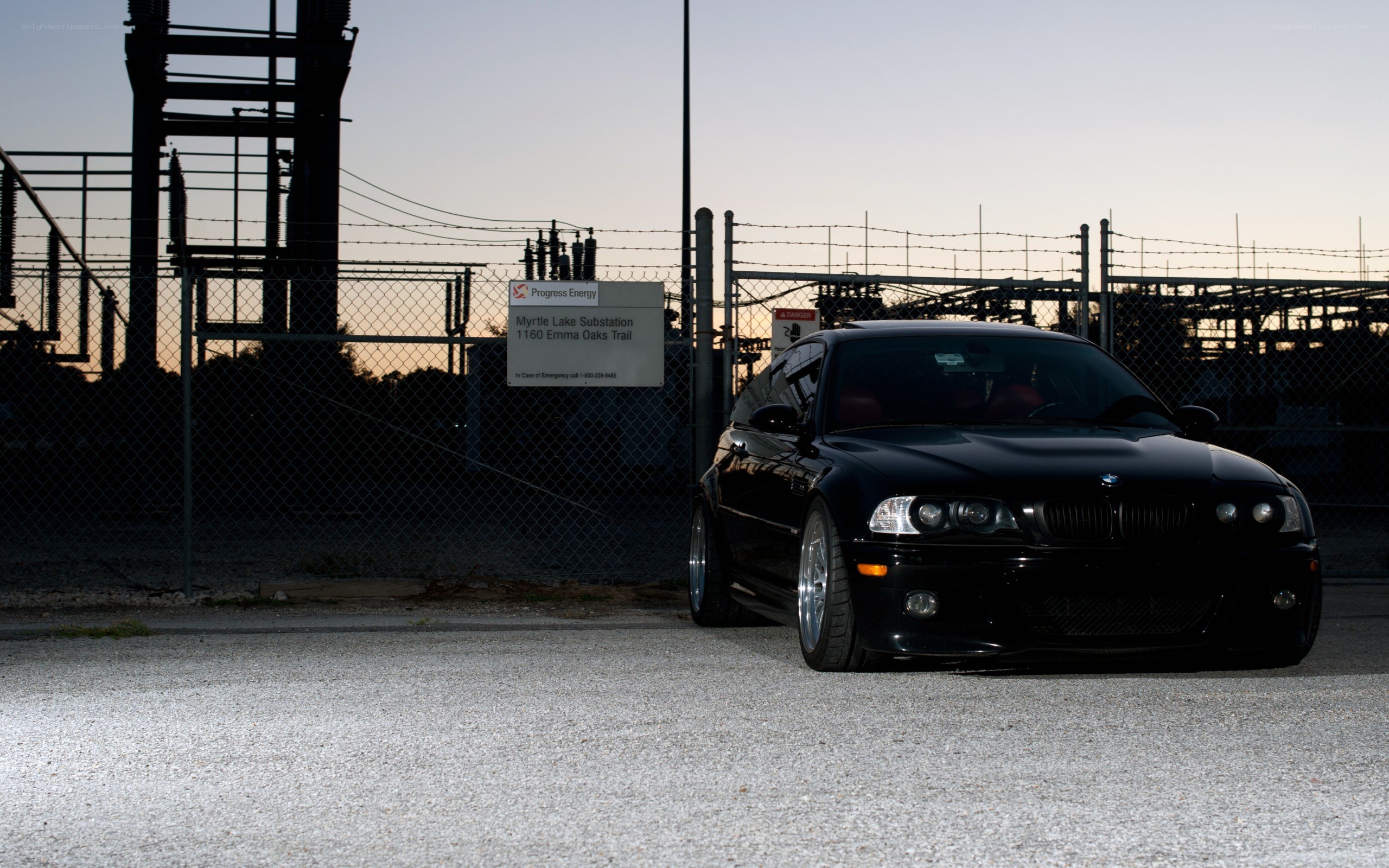Black BMW at substation