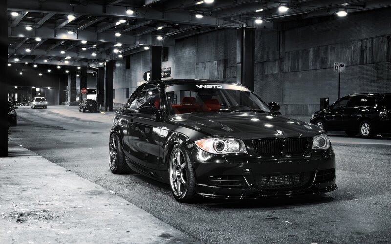 Black Bmw Car — Dramatic, Night, Photograph, Parking Garage