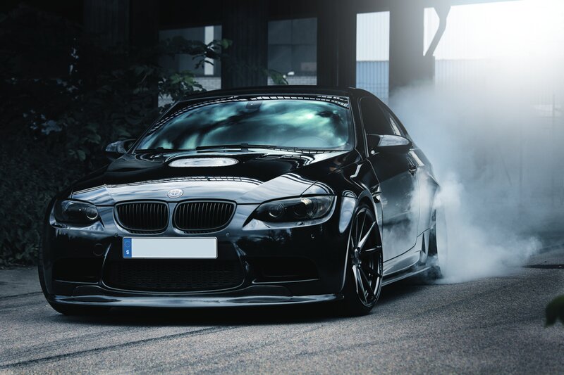 Black BMW Car — Dramatic, Photograph, Smoke