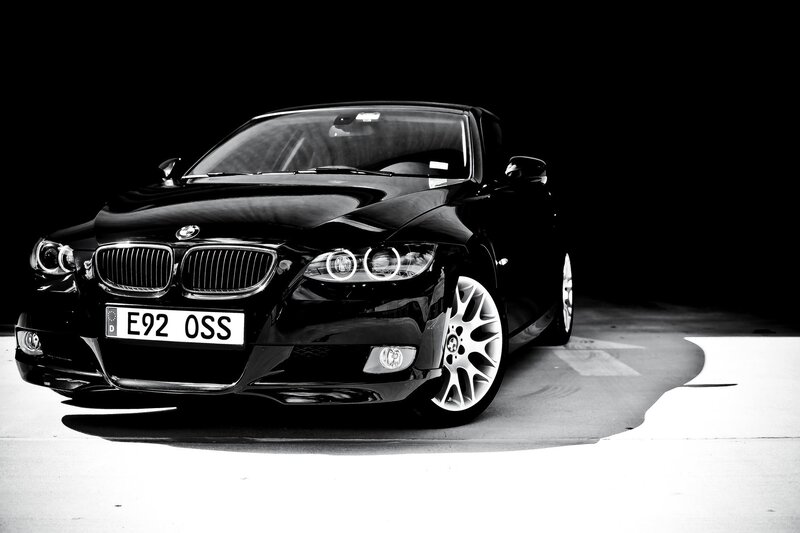 Black BMW car in studio