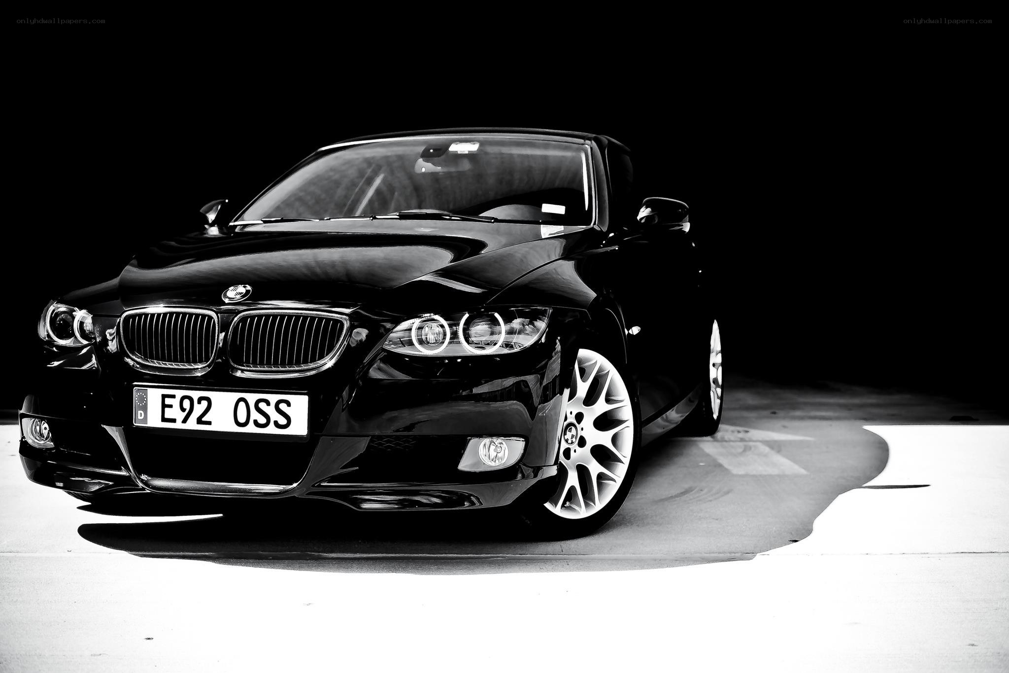 Black BMW car in studio