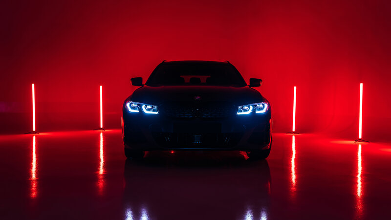 Black BMW Car — Red, Dramatic