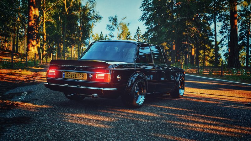 Black Bmw Car — Serene, Sunset, 3d Render